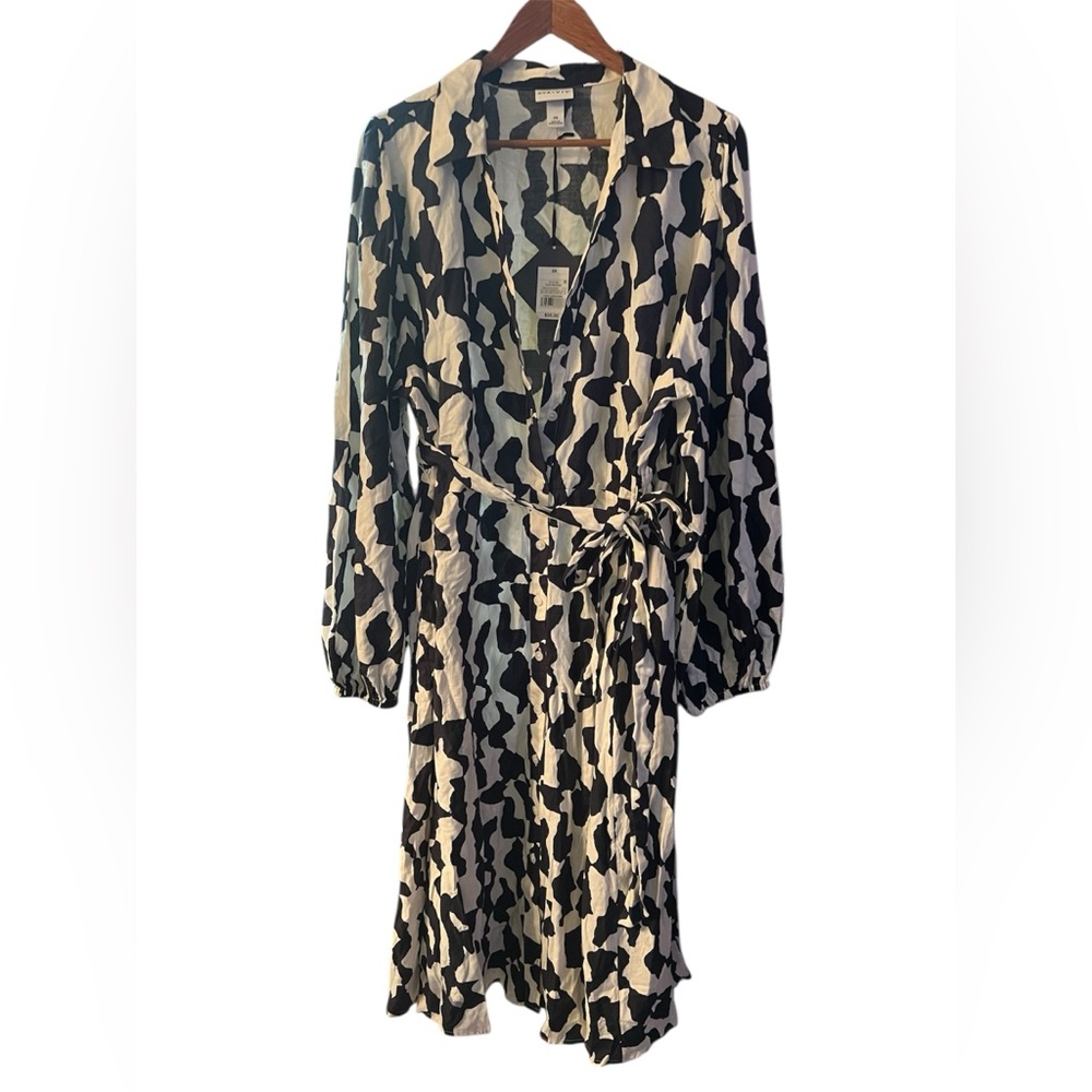 Ava & Viv Black and Cream Long Sleeve Dress